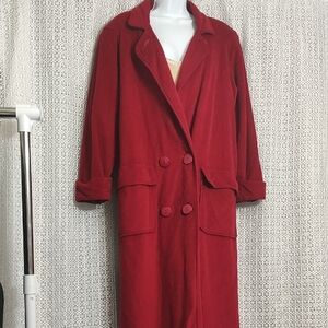 Chic Red Double-Breasted Trench Coat